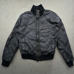 John Varvatos USA Printed Bomber Jacket Mens Small Dark Blue Black